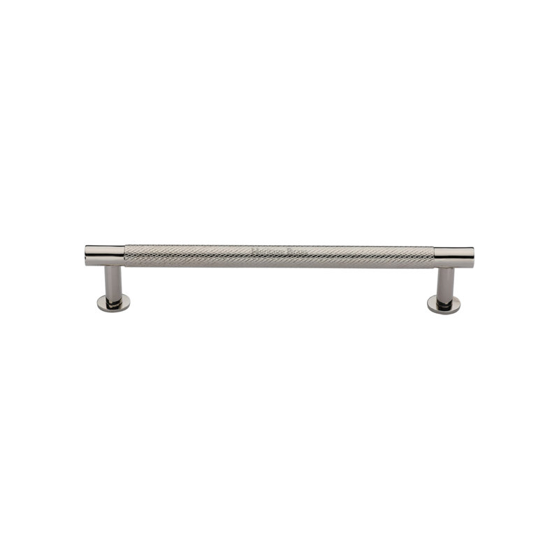 Heritage Brass Heritage Cabinet Pull Partial Knurled Design with Rose, 12.8cm, Polished Nickel