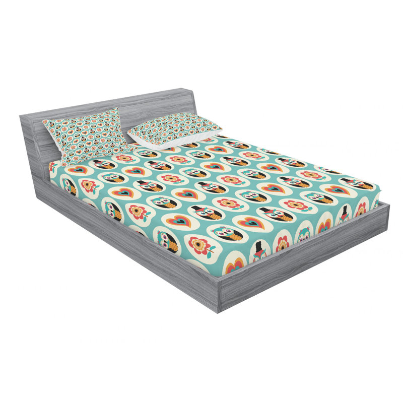 Microfiber Floral Sheet Set, Queen Sheet Set with Fitted Sheet