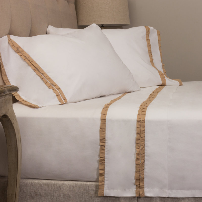 Dainty Ruffle Sheet Set, Walnut, Twin Sheet Set + 1 Pillowcase
