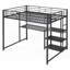 Lit mezzanine double en métal avec bureau et tableau blanc, 3 tablettes Échelle, noir / blanc, L 77,4 po x l 56,5 po x H 66,5 po, aucun sommier requis, support solide-1148817841-1148817846