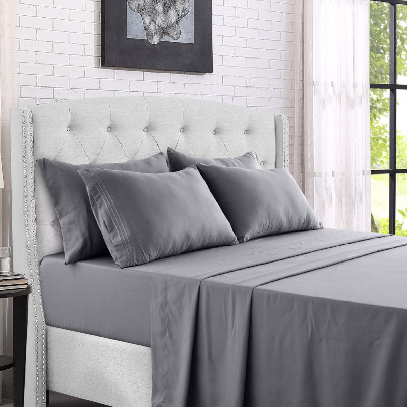 Ensemble de literie en microfibre 1800 Series, Ensemble de drap pour lit grand avec deux taies d', Taupe