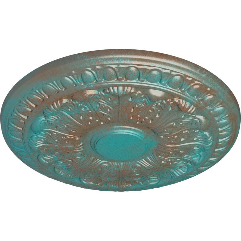 Médaillon de plafond H 15,75 po x l 15,75 po x P 1,5 po Colton, Cuivre patiné de vert