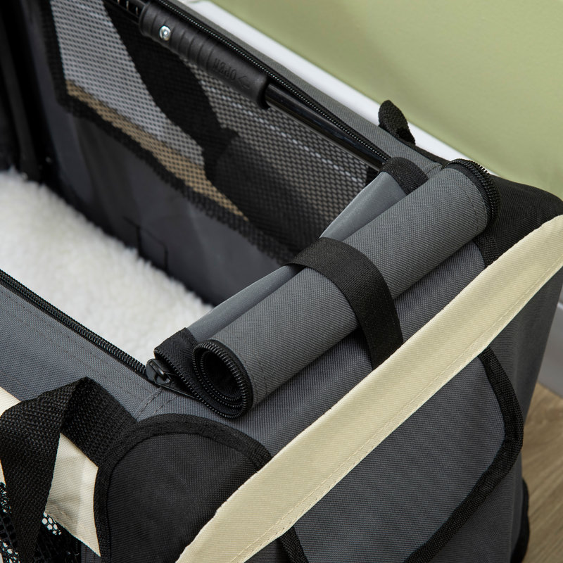 Collapsible Pet Carrier with 3 Doors, Grey, 35cm H x 50.5cm W x 33.5cm D