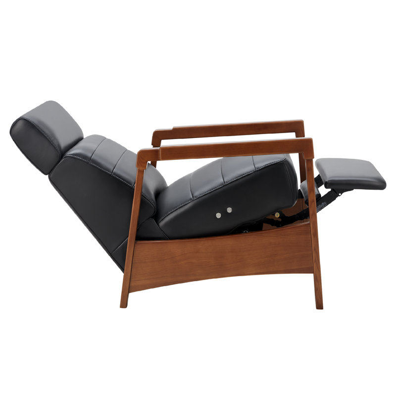 Fauteuil inclinable Darlington Amada, Cuir véritable noir / cuir fleur, Brun