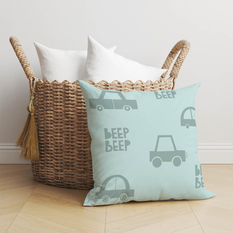 Coussin Beep, H 16 po x l 16 po, Bleu clair