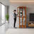 70" Tall Lighted Oak Curio Display Cabinet With 6-Tier Glass Shelves-346036773