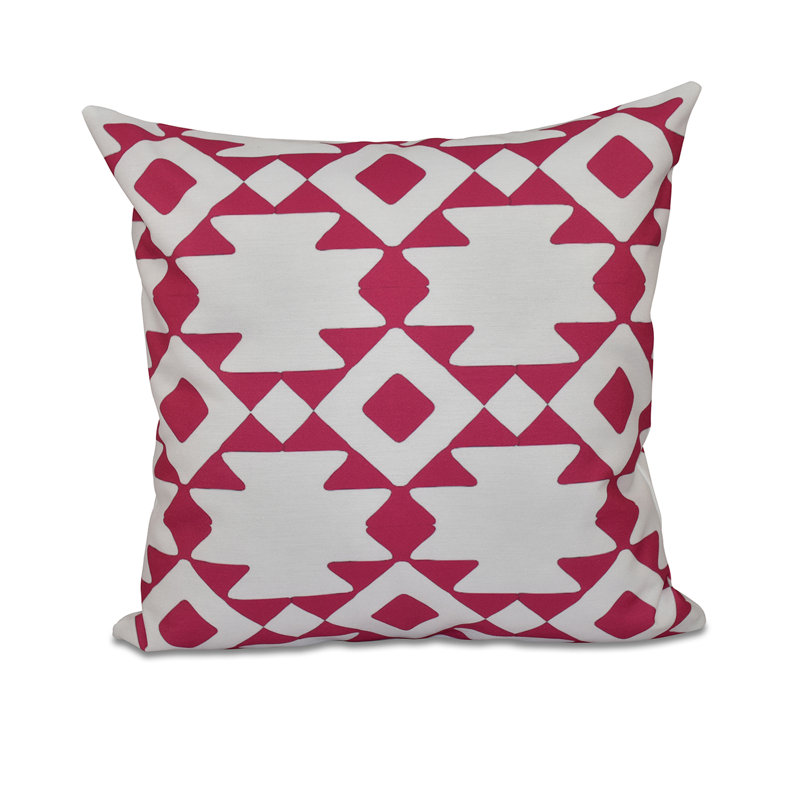 Housse et insert de coussin géométrique carré, H 16 po x l 16 po, Fuchsia