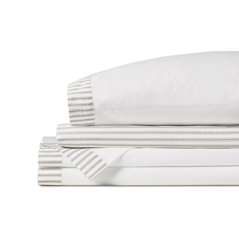 Blass Ticking Sheet Set, Cal.King Sheet Set with 2 Pillowcases, Fawn