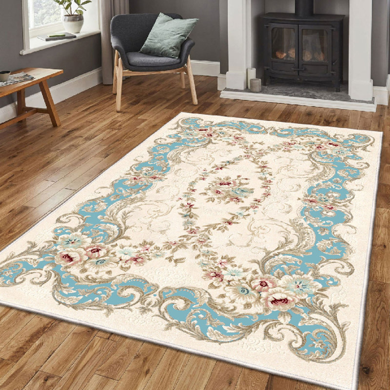 Luxurious Velvet Area Rug (4.6 x 7.2 ft), 100% Antibacterial Fabric, Non-Slip Cotton Backing, Pile Height: 0.4 in | Machine Washable, 3D Digital Print Design | Perfect for Living Room & Bedroom Decor, Soft & Durable