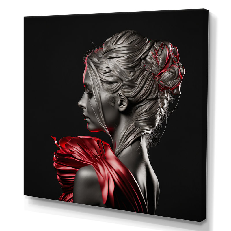 «Vintage Lady In Stylish Red IV», reproduction sur toile, H 24 po x l 24 po x P 1 po, Toile tendue