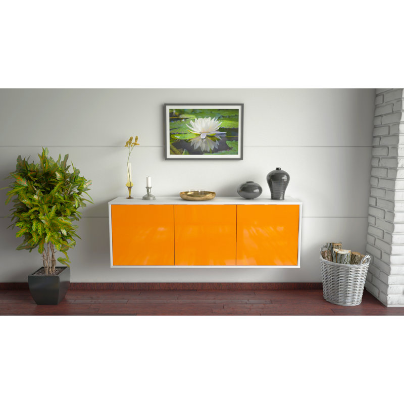 Areeb 136cm Solid Wood Sideboard, High Gloss Orange