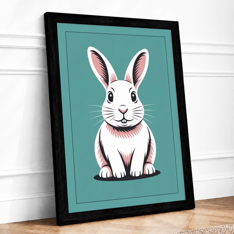 Curious Rabbit Modern - Framed Print, A4 - 29.7 x 21.0 cm, Black