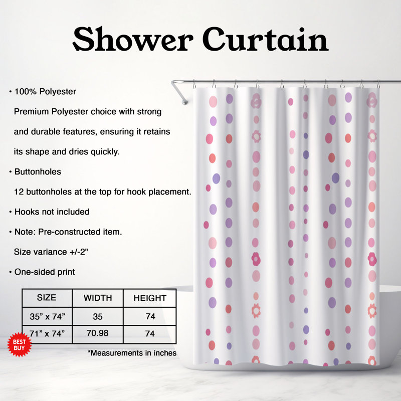 Soft Pink - Premium Shower Curtain 121, 74"H x 71"W
