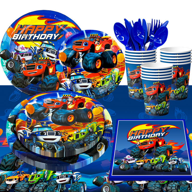 Ensemble de décorations de fête d'anniversaire pour camion monstre, 113 pièces Monster Truck