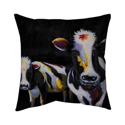 Two funny cows - 20"x20" Outdoors Throw pillow - Spun poly - Print on demand