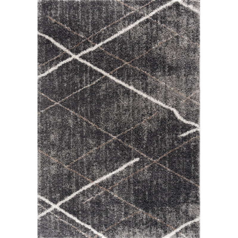 Tapis d'intérieur / géométrique gris / blanc à motif géométrique de 5 pi x 8 pi (5 pi 3 po x 7 pi 7 po) Branch Branch Arden