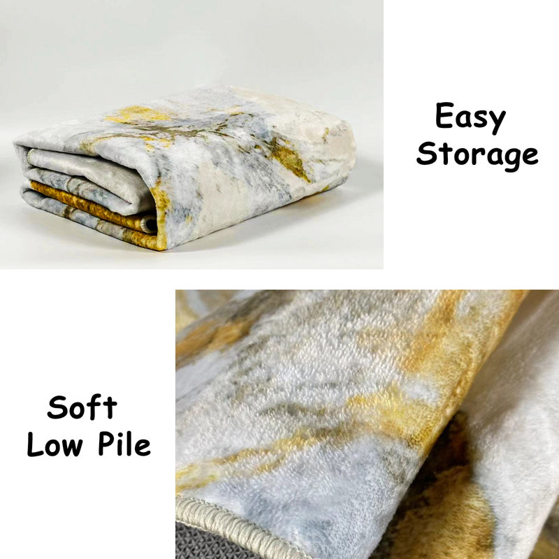 Katon Abstract Non-Slip Machine Washable Area Rug in Yellow/White/Grey for Living Room, Bedroom, Hallway Runner Indoor Rugs