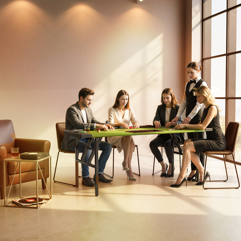 Table de poker pliable, table de Blackjack pliante portative de 72 po pour 8 joueurs, capacité de 220 lb, surface en feutre, porte-gobelets, plateau à jetons, emplacement pour revendeur, rails rembourrés pour jeu de Texas Holdem, vert