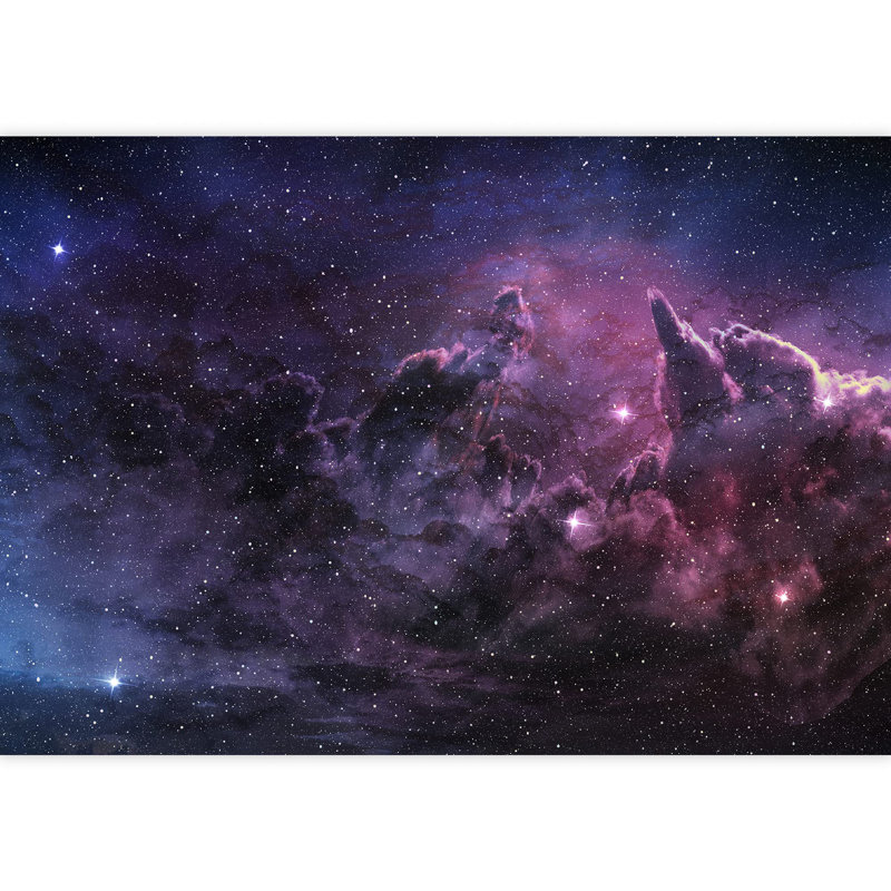 Purple Nebula and Cosmic Dust in Star Field Self-Adhesive Large Wallpaper, 66" L x 96" W