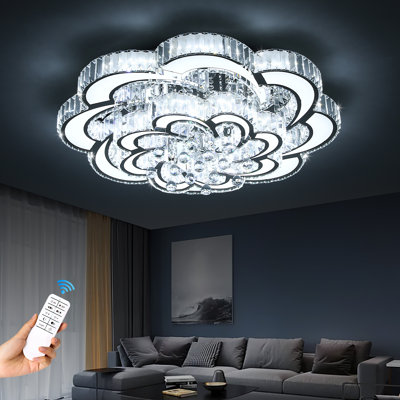 Lustre encastré à fleur à DEL avec accoudoirs variables en cristal 32 po Kalylah 