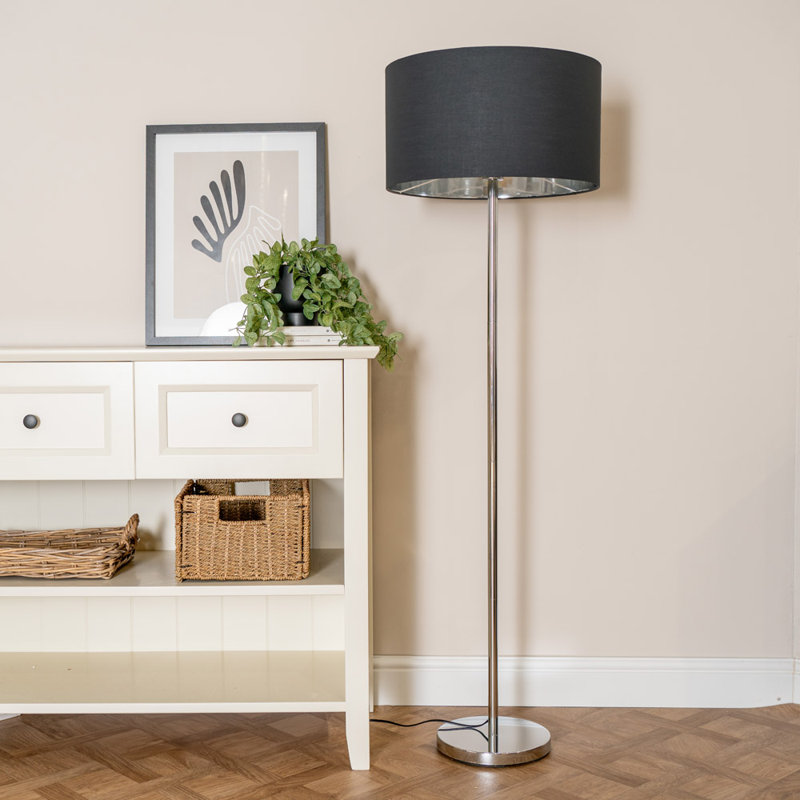 Daryanna 148cm Traditional Floor Lamp, Brushed, Yes, Black