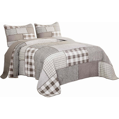 Sanders Plaid Checkered Patchwork Cotton Quilt Set