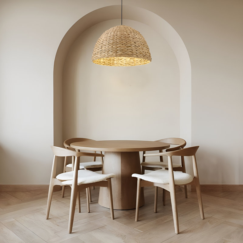 1-Light Retro Lantern Pendant Lamp With Natural Rattan Shade 22.5 inch Wide