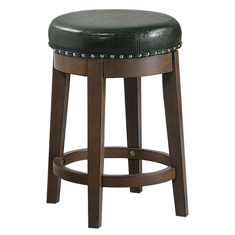 Tabouret pivotant 18 po Bauxite Red Barrel Studio® Furniture en similicuir noir (ensemble de 2), Vert olive