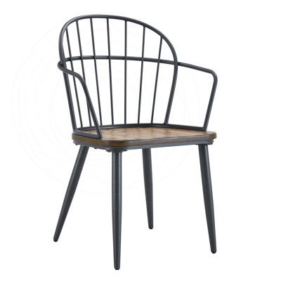 Set of 2 Industrial-Style Dining Chairs with Metal Legs