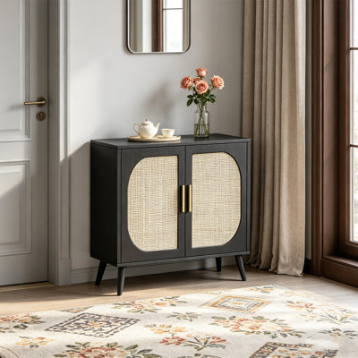 Buffet Cabinet With Storage, Accent Bathroom Floor Cabinet,With Two Doors And 4 Compartments For Storage,Cabinet With Solid Wood Feet,Sideboard Cabinet For Hallway, Entry, Living Room
