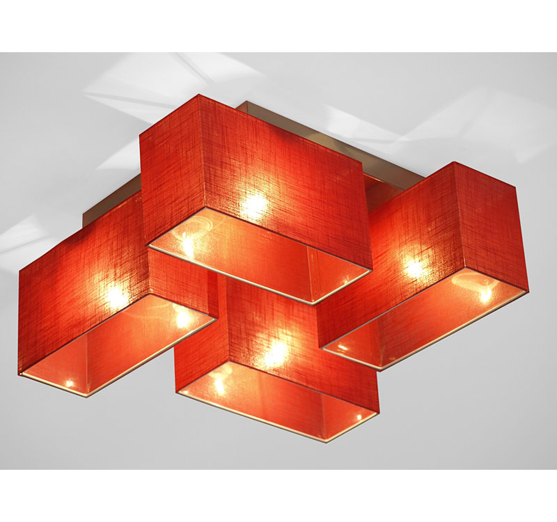 Seaton Semi Flush Mount, Red, Wenge