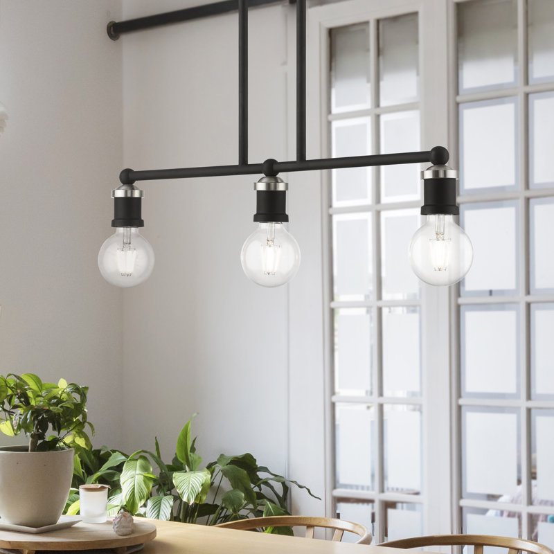 Lustre linéaire Grogan, Noir / Nickel brossé