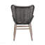 Chaise de patio d'extérieur en bois d'eucalyptus clair et corde gris anthracite