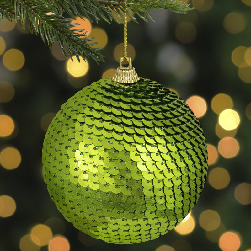 Sequin Shatterproof Ball Christmas Ornament 3", Green