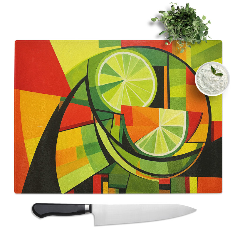 Lime Fruit Constructivism  Glass Chopping Board