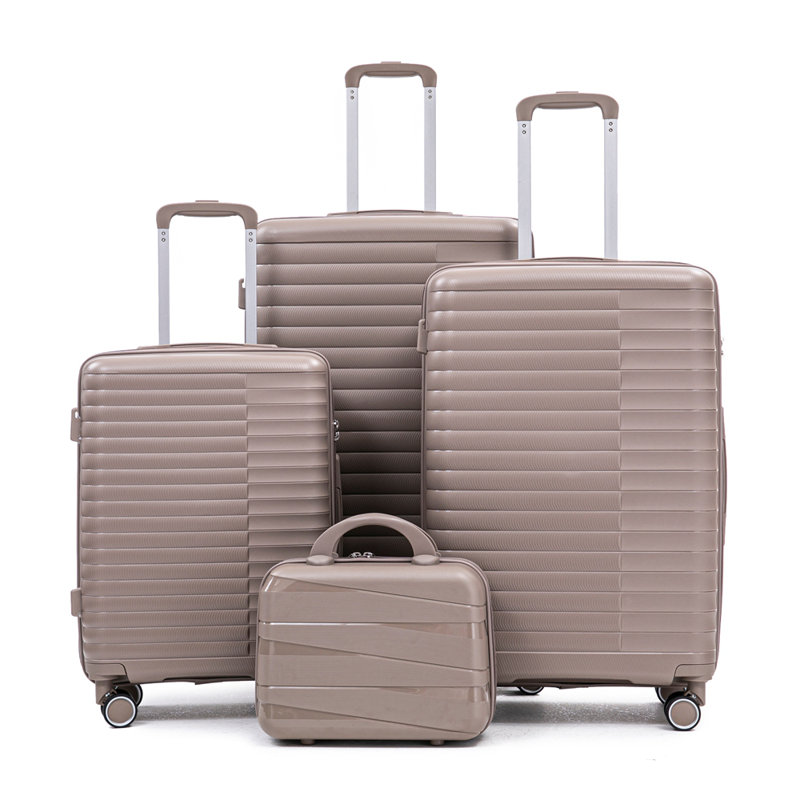 14 "/ 20" / 24 "/ 28" 4 pièces / ensemble dans un bagage à roulettes en PP, une valise de transport, une tringle en fer, une serrure à mot de passe à combinaison, un étui à cosmétiques de 14 po