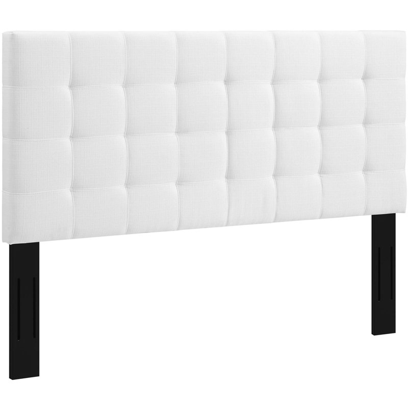 Tête de lit double capitonnée à motif cachemire en lin blanc