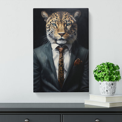 Leopard In A Suit Painting No.3 - Wrapped Canvas