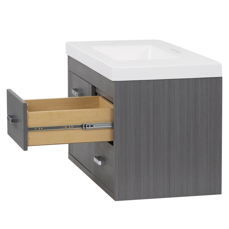 Ensemble de meuble-lavabo simple mural 37 "37", Gris foncé