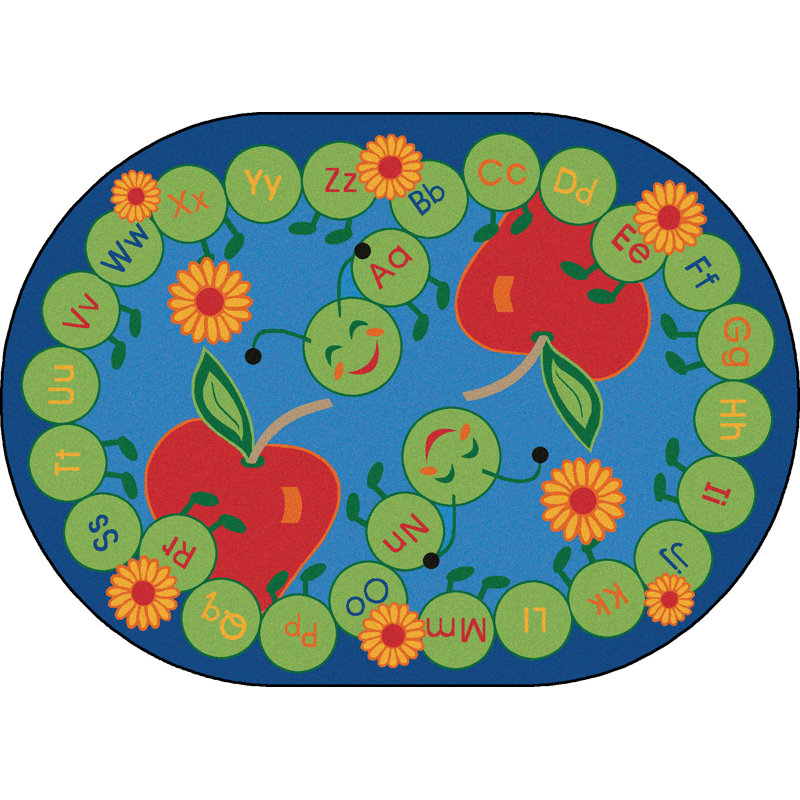 Tapis bleu / rouge ABC, Ovale 6 pi 9 po x 9 pi 5 po