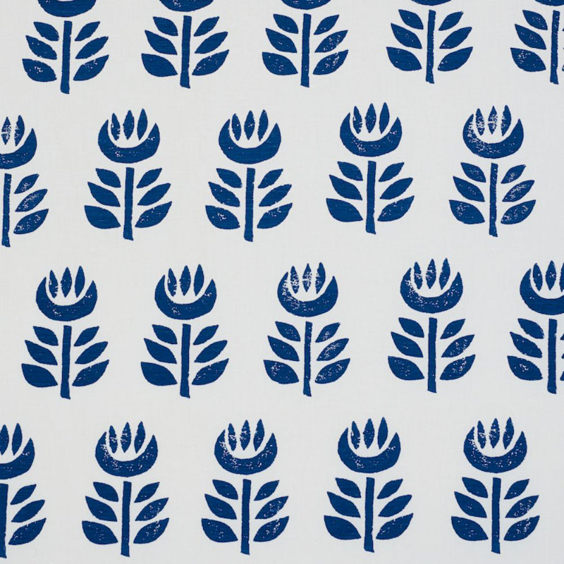 Rosenborg Hand Print Fabric, Navy