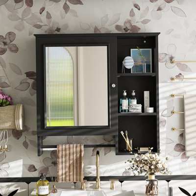 Armoire de rangement murale de salle de bain, armoires à pharmacie avec grande porte miroir