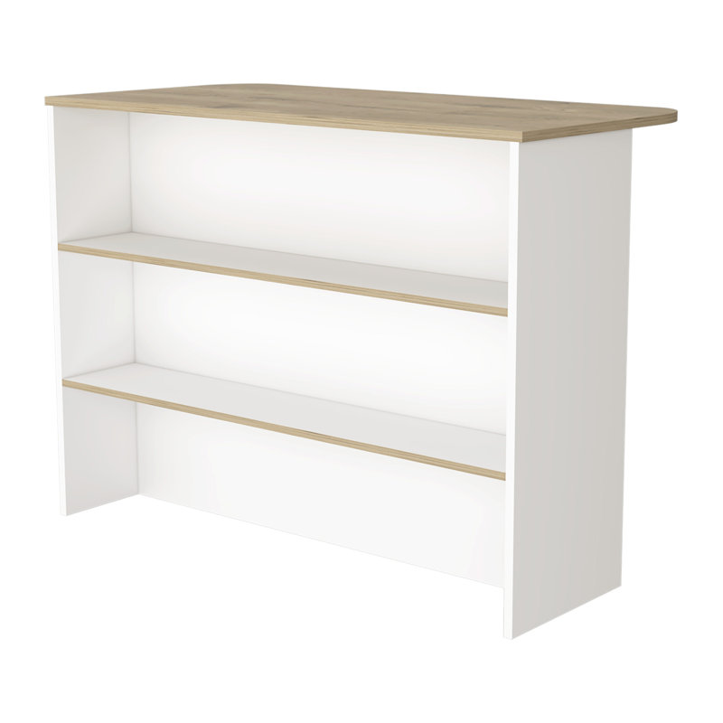 Crete Kitchen Island, Kitchen Bar with 3-Tier Shelves