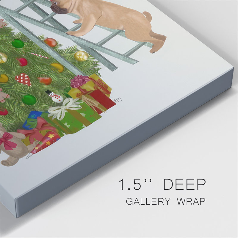 " Christmas French Bulldog Tree Ladder ", 27" H x 18" W x 1.5" D