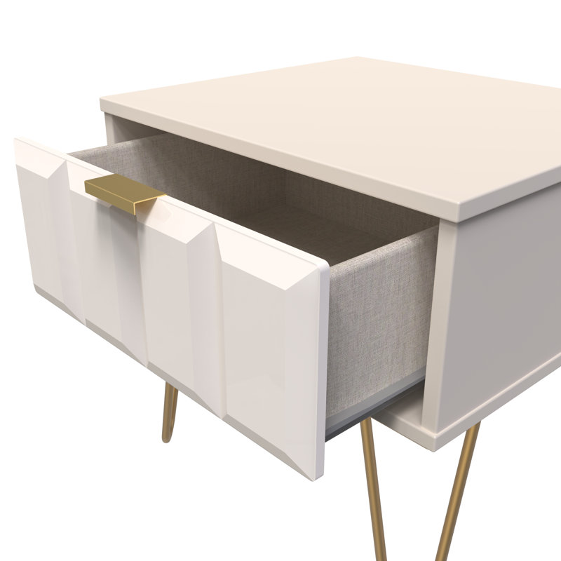 Allem 1 Drawer Bedside Cabinet (Ready Assembled), Kashmir Gloss/Kashmir