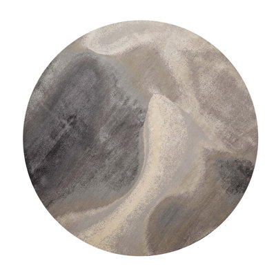 8x8  Round Gray Hand Knotted Tibetan Sherpa Modern Abstract Wool Area Rug