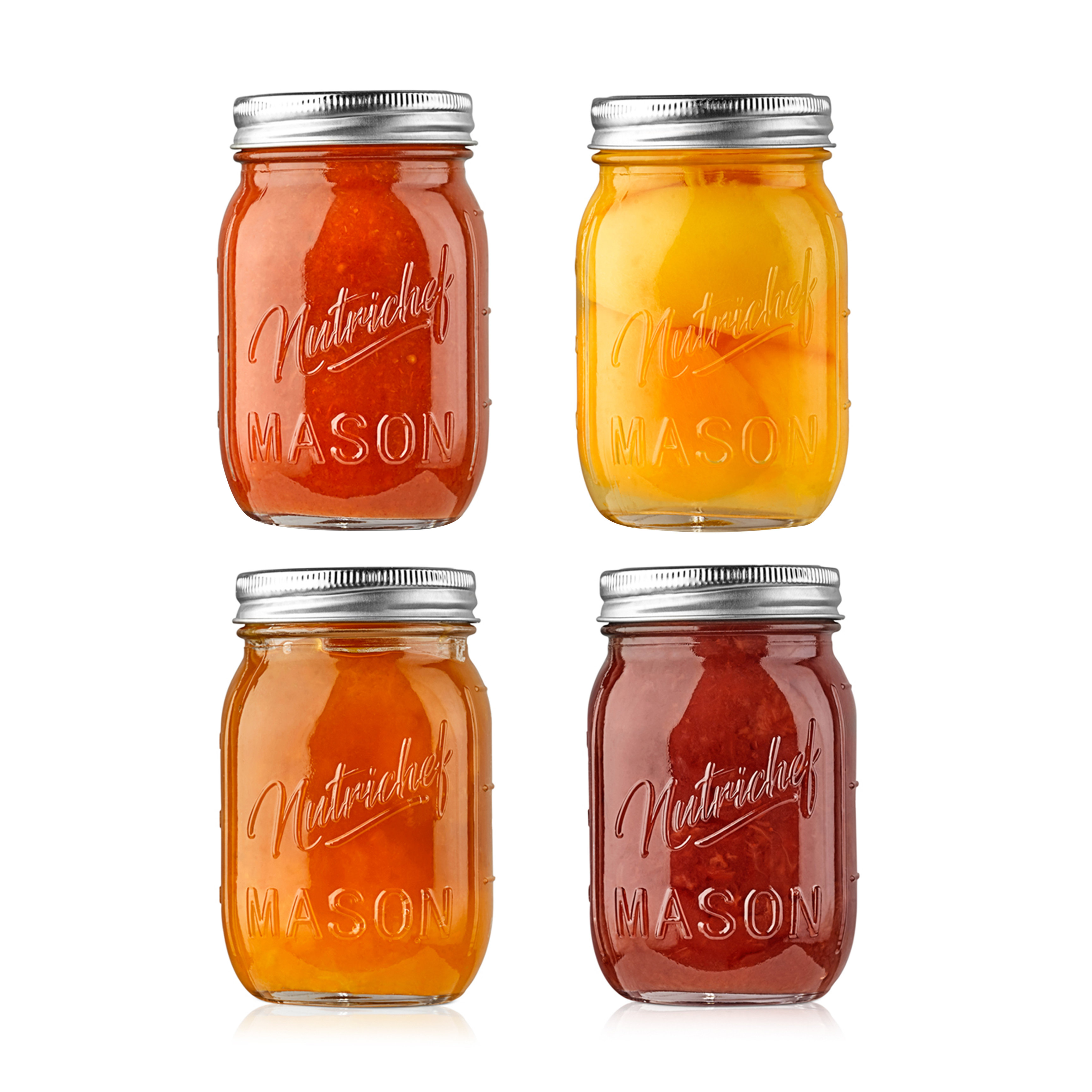 Mason Jars 8 oz With Regular Silver Lids and Bands, Ideal for Jam, Honey,  Wedding Favors