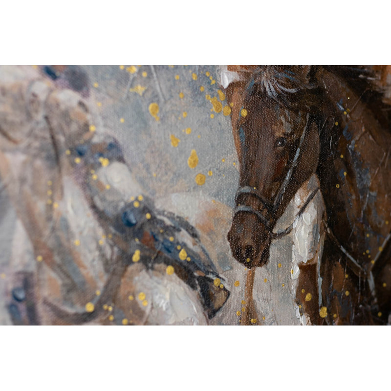 Hand -painted acrylic painting of polo game