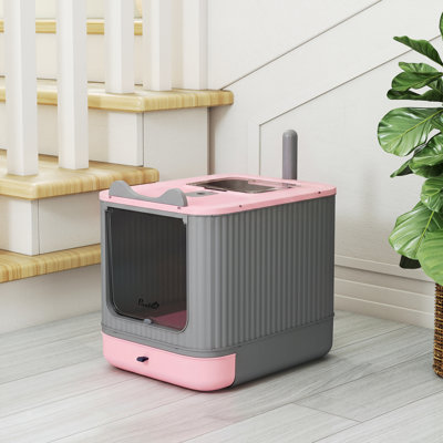 Cat Litter Box With Lid, Covered Litter Box, Enclosed Litter Box for Medium Cats, Front-Entry and Top-Exit, Easy To Clean