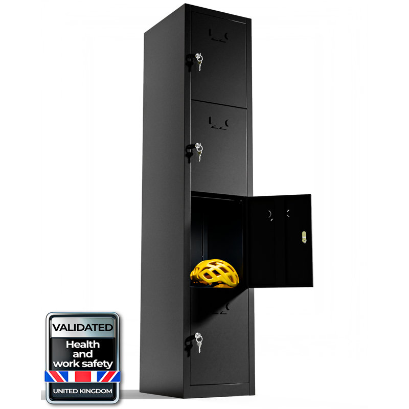  4-Door Metal Locker Cabinet, Lockable Storage Locker Metal Cabinet for Office, Gym, Garage & School, White, Black
